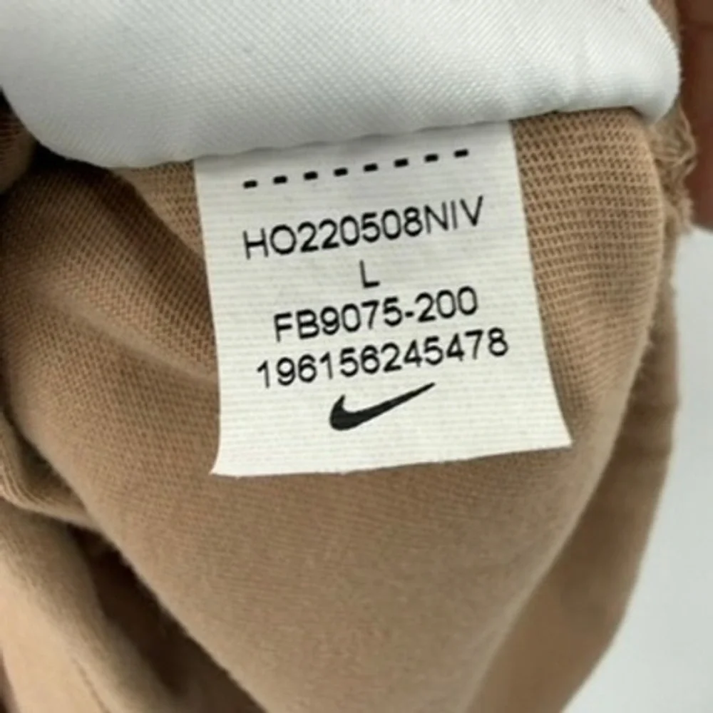 Nike Swoosh Boxy Tee Women L Tan Animal Print Logo Streetwear Sporty Retro